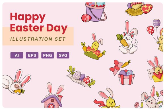 Elevating Digital Projects with the Easter Day Illustration Set