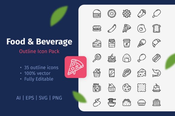 Food and Beverage Outline Icons: A Versatile Design Toolkit