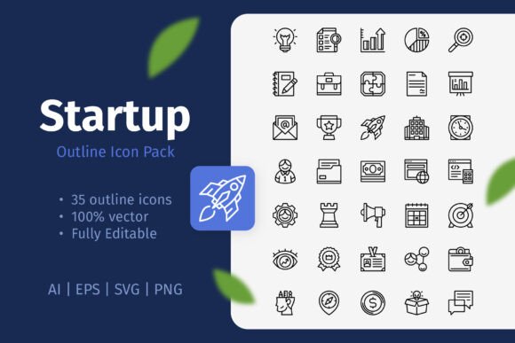 Streamline Your Visual Projects with the Startup Outline Icon Pack