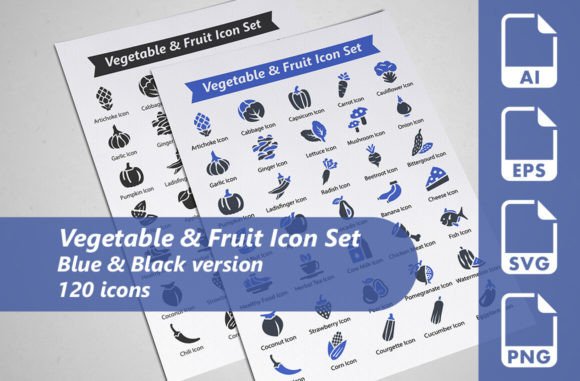 The Essential Vegetable Fruit Icon Set for Modern Design Projects